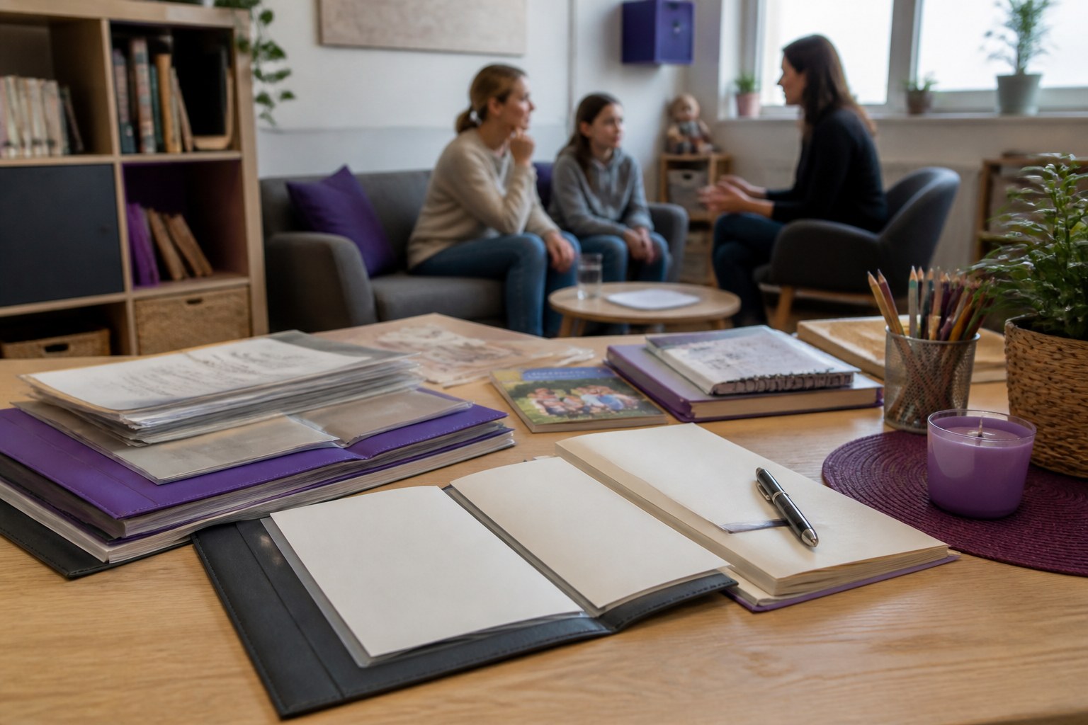 Social pedagogy qualification documents beside a professional support workspace